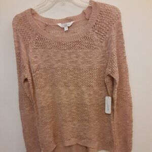 Charming Charlie (M) Beige Long Sleeve, Light Weight Sweater w/Scoop Neckline